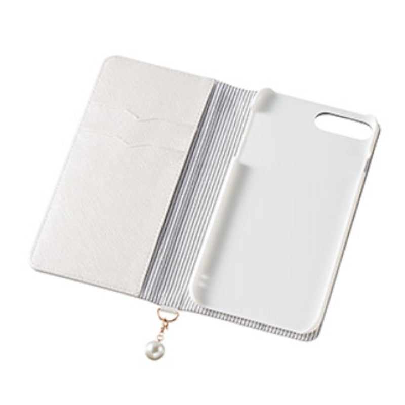 スマホケース ピンク/ホワイト パールチャーム付 iPhone 7 plus / 8 Plus 対応