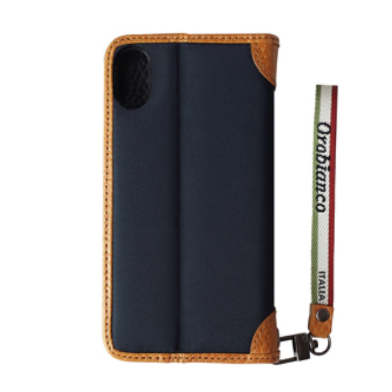 コラボ スマホケース ブラック/ネイビー 本革 ブックタイプ 手帳型 iPhone XR 対応