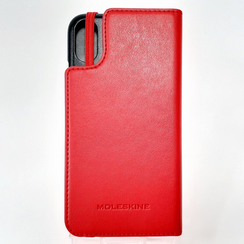 スマホケース ブラック/レッド イタリア製 手帳型 ブックタイプ スマホカバー iPhone X 対応