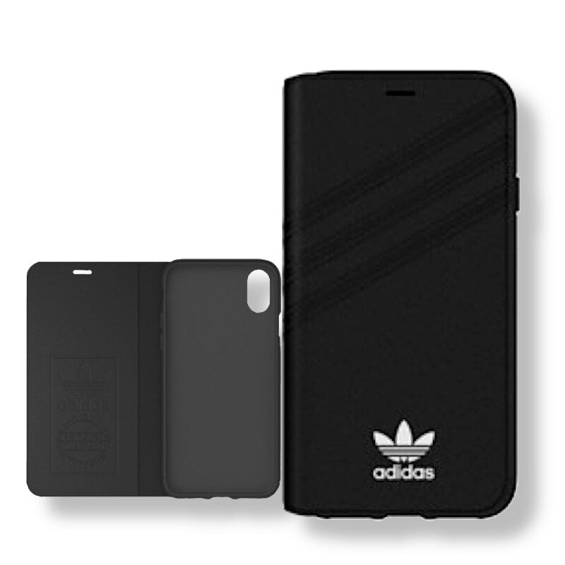 adidas Originals コラボ スマホケース ブックタイプ 手帳型 iPhoneX 対応 ブルー/ブラック