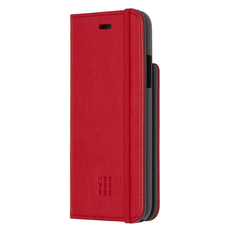 スマホケース ブラック/レッド イタリア製 手帳型 ブックタイプ スマホカバー iPhone X 対応