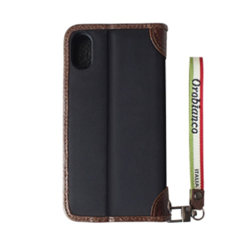 コラボ スマホケース ブラック/ネイビー 本革 ブックタイプ 手帳型 iPhone XR 対応