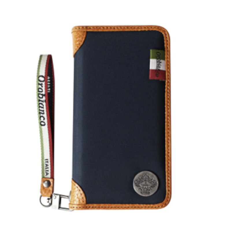 コラボ スマホケース ブラック/ネイビー 本革 ブックタイプ 手帳型 iPhone XR 対応