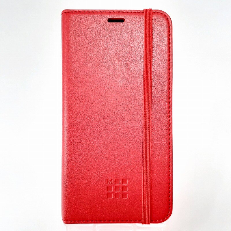 スマホケース ブラック/レッド イタリア製 手帳型 ブックタイプ スマホカバー iPhone X 対応