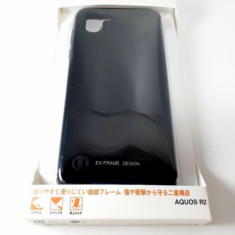 R2 対応 スマホケース ブラック EX-FRAME DESIGN ハイブリッドカバー