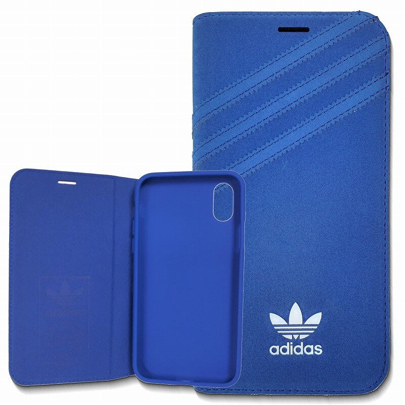 adidas Originals コラボ スマホケース ブックタイプ 手帳型 iPhoneX 対応 ブルー/ブラック