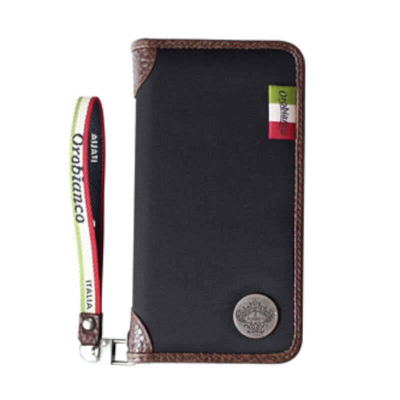 コラボ スマホケース ブラック/ネイビー 本革 ブックタイプ 手帳型 iPhone XR 対応