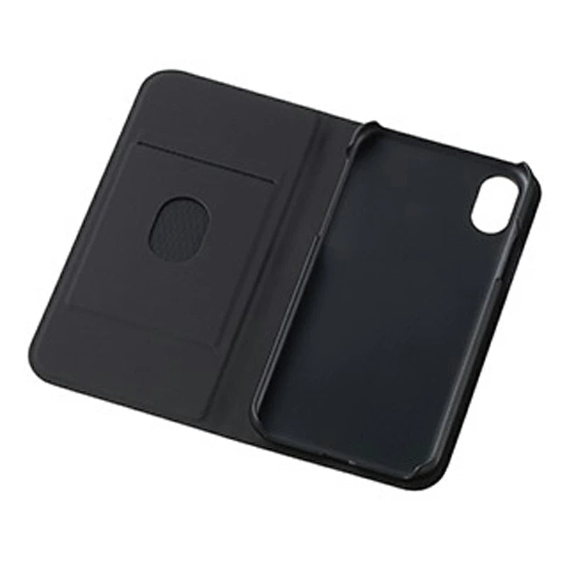 Apple iPhone X XS シルキーブックタイプケース カードポケット スタンド機能 ピンク/ブラック/ネイビー