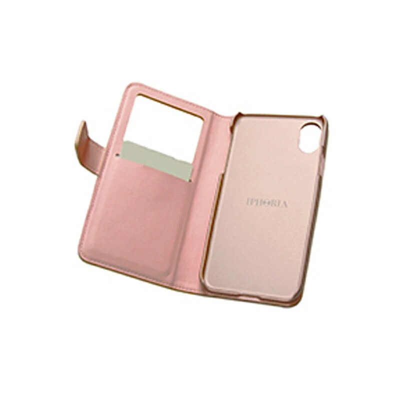 IPHORIA コラボ スマホケース ブックタイプケース ブラック／ピンク iPhone X 対応