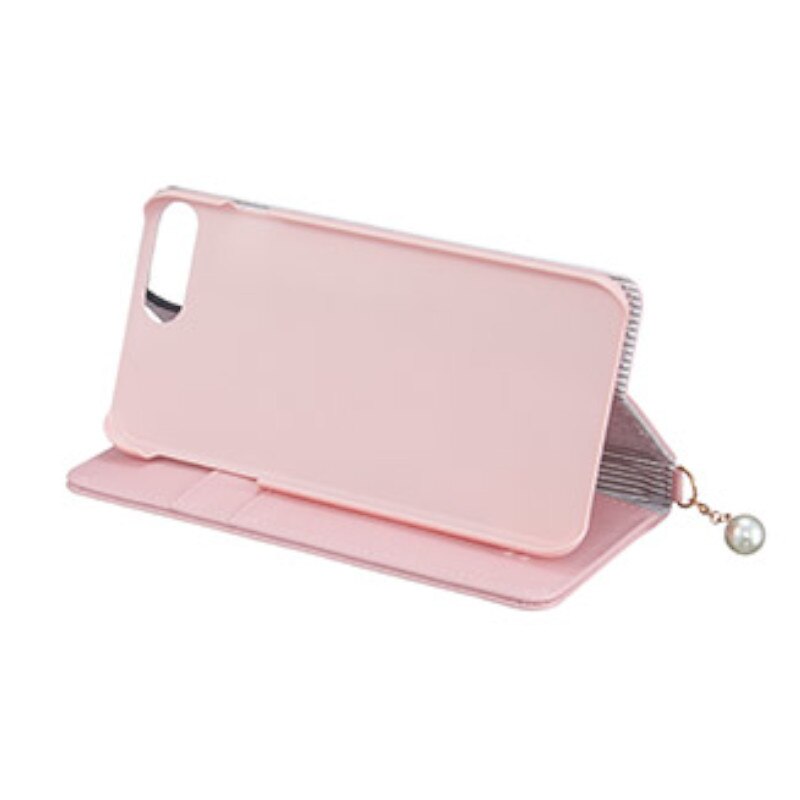 スマホケース ピンク／ホワイト パールチャーム付 iPhone 7 plus / 8 Plus 対応