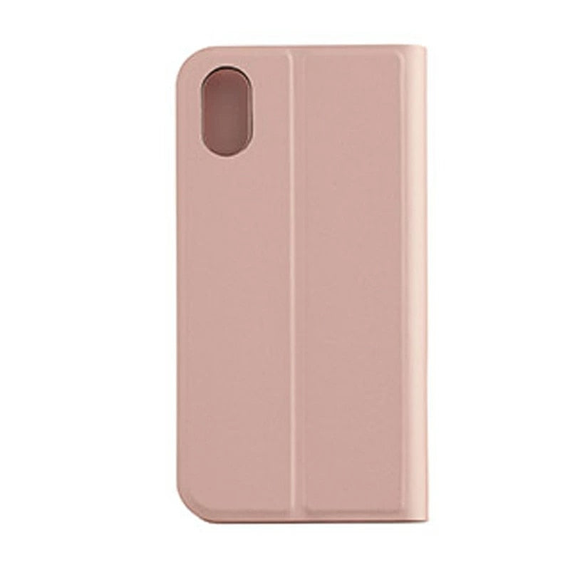 Apple iPhone X XS シルキーブックタイプケース カードポケット スタンド機能 ピンク／ブラック／ネイビー